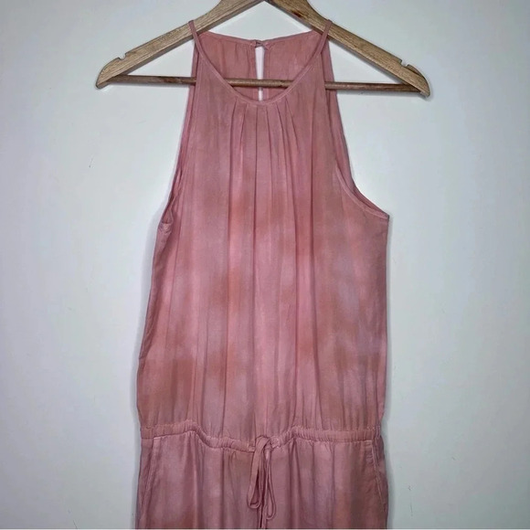 Cloth & Stone Anthropologie Day Tripper Peachy Pink Tie Dye Cropped Jumpsuit S - Picture 9 of 12